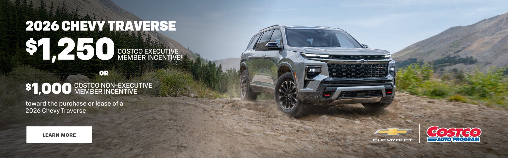 2026 Chevy Traverse. $1,250 COSTCO EXECUTIVE MEMBER INCENTIVE OR $1,000 COSTCO NON-EXECUTIVE MEMB...